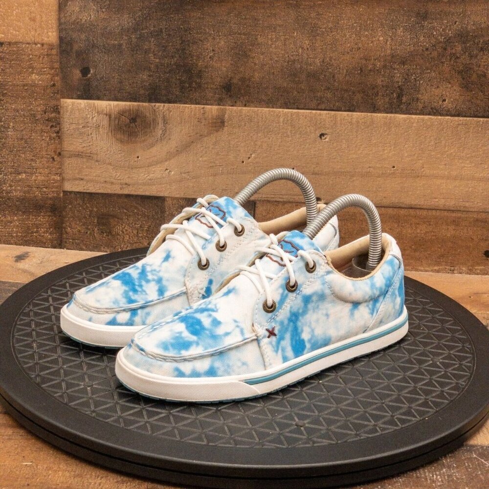 TWISTED X HOOEY LOPERS TIE DYE WOMENS CASUAL SHOES BLUE WHITE SIZE 5.5M